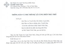 Thư Mời: Lễ Cung Hiến Nhà Thờ Tin Lành Vĩnh Châu – Tỉnh Sóc Trăng
