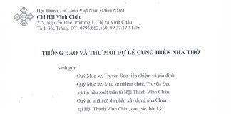 Thư Mời: Lễ Cung Hiến Nhà Thờ Tin Lành Vĩnh Châu – Tỉnh Sóc Trăng