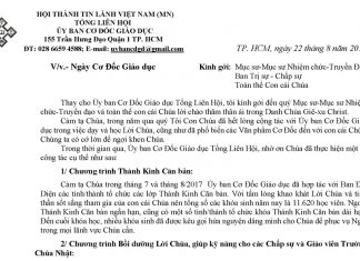Thông Báo V/v Ngày Cơ Đốc Giáo Dục