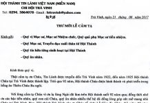 Thông Báo & Thư Mời Dự Lễ Cảm Tạ Chúa 92 Thành Lập HTTL Trà Vinh