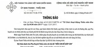 V/v Hội Thảo Dành Cho Phụ Huynh Thiếu Niên – Khu Vực TP.HCM