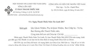 Thông báo V/v: Ngày Thanh Thiếu Niên Tin Lành 2017