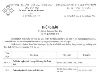 Thông báo V/v Tổ Chức Hoạt Động Thiếu Niên Khu Vực Tp. HCM Năm 2018