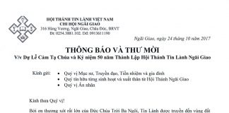 Thông Báo & Thư Mời Lễ Kỷ Niệm 50 Năm Thành Lập HTTL Ngãi Giao