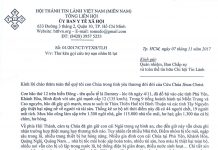 Thư Kêu Gọi Cứu Trợ Nạn Nhân Bị Bão, Lũ Lụt