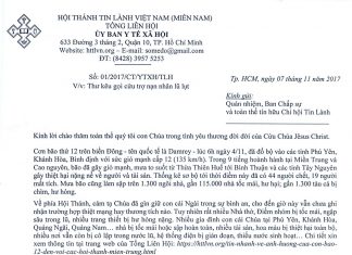 Thư Kêu Gọi Cứu Trợ Nạn Nhân Bị Bão, Lũ Lụt