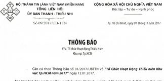 Thông Báo V/v Tổ Chức Hoạt Động Thiếu Niên Khu Vực Tp.HCM