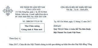 Tổng Liên Hội: Thư Chúc Mừng Giáng Sinh & Năm Mới