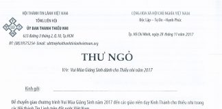 Thư Ngỏ V/v Vui Mùa Giáng Sinh Dành Cho Thiếu Nhi Năm 2017
