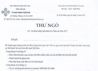Thư Ngỏ V/v Vui Mùa Giáng Sinh Dành Cho Thiếu Nhi Năm 2017