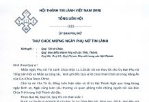 Thư Chúc Mừng Ngày Phụ Nữ Tin Lành
