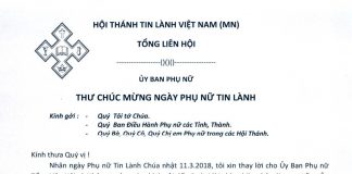 Thư Chúc Mừng Ngày Phụ Nữ Tin Lành