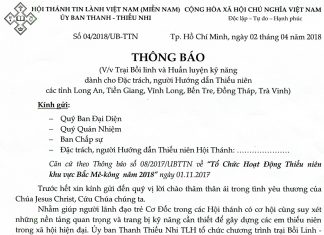 Trại Huấn Luyện Cho Đặc Trách, Người Hướng Dẫn Thiếu Niên k.v. Bắc Mê-kông
