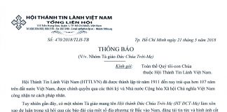 Thông Báo V/v Nhóm Tà Giáo Đức Chúa Trời-Mẹ