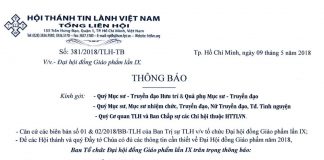 V/v Đại Hội Đồng Giáo Phẩm Lần IX – 2018