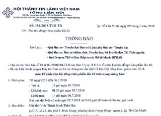 V/v Đại Hội Đồng Giáo Phẩm Lần IX – 2018