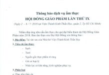 Thông Báo Dịch Vụ Ẩm Thực Đại Hội Đồng Giáo Phẩm Lần Thứ IX