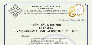 Thông Báo Và Thư Mời Lễ Cảm Tạ Kỷ Niệm 80 Năm Thành Lập HT Thủ Đức