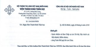 Thông Báo V/v Ngày Viện Thánh Kinh Thần Học