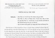 Thông Báo Và Thư Mời Lễ Cảm Tạ Chúa, Cung Hiến & Khánh Thành Nhà Thờ Dương Yên