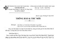 Thông Báo Và Thư Mời Lễ Cảm Tạ Kỷ Niệm 85 Năm Thành Lập HT Mũi Né