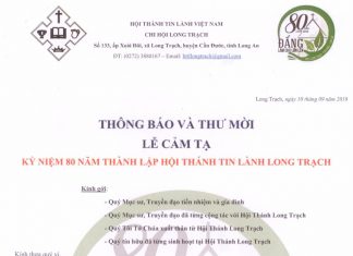 Thông Báo & Thư Mời Lễ Cảm Tạ Chúa 80 Năm Thành Lập HTTL Long Trạch