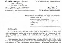 V/v Ngày Thanh Thiếu Niên Tin Lành
