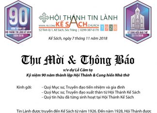 Thư Mời Và Thông Báo: Kỷ Niệm 90 Năm Thành Lập – Cung Hiến Nhà Thờ Kế Sách