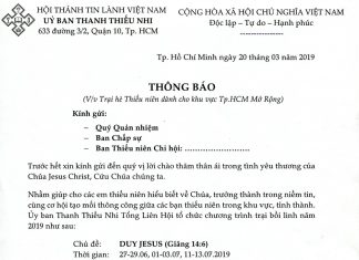 V/v Trại Hè Thiếu Niên Dành Cho Khu Vực Tp.HCM Mở Rộng