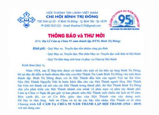 V/v Truyền Hình Trực Tuyến Chương Trình Lễ Cảm Tạ Chúa 95 Năm Thành Lập HT. Bình Trị Đông