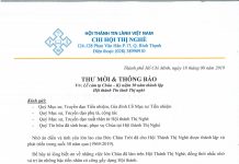 Thông Báo Và Thư Mời Dự Lễ Cảm Tạ Chúa Kỷ Niệm 50 Năm Thành Lập Chi Hội Thị Nghè (1969-2019)