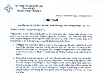 Thư Ngỏ Gởi Sinh Viên – Học Sinh Cơ Đốc Nhân Ngày Khai Trường Năm Học 2019-2020