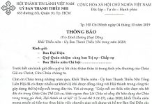 V/v Định Hướng Hoạt Động Khối Thiếu Niên – UB.TTN Trong Năm 2020