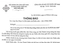 V/v Lớp Âm Nhạc Cơ Đốc dành cho Thiếu Niên – Lần 1/Năm 2020