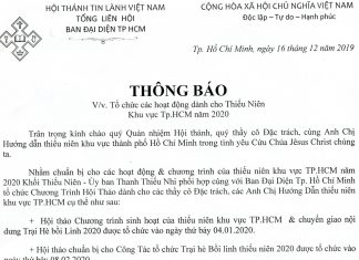 V/v Tổ Chức Các Hoạt Động Dành Cho Thiếu Niên Khu Vực Tp.HCM năm 2020