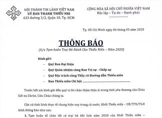 V/v Tạm Hoãn Trại Hè Dành Cho Thiếu Niên – Năm 2020