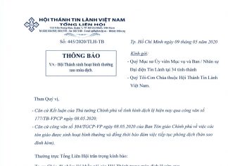 Thông Báo: Hội Thánh Sinh Hoạt Bình Thường Sau Mùa Dịch