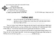 UB.TTN Thông Báo: V/v Huấn Luyện Nhân Sự Mục Vụ Thể Thao