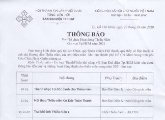 Thông Báo: Các Hoạt Động Thiếu Niên Khu Vực TP.HCM Năm 2021
