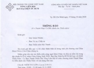 Thông Báo: Chương Trình Thánh Nhạc Cơ Đốc Dành Cho Thiếu Niên Tại TP.HCM