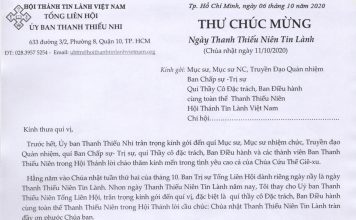 Thư Chúc Mừng Ngày Thanh Thiếu Niên Tin Lành