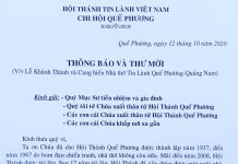 Thông Báo Và Thư Mời: Lễ Khánh Thành Và Cung Hiến Nhà Thờ Tin Lành Quế Phương – Quảng Nam