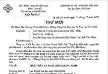 Thư Mời V/v Tham Dự Chương Trình Bồi Linh – Thông Công Các Ban Hát Lễ Khu Vực Tp.HCM