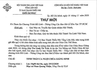 Thư Mời V/v Tham Dự Chương Trình Bồi Linh – Thông Công Các Ban Hát Lễ Khu Vực Tp.HCM