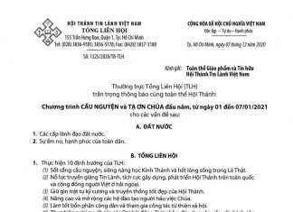 Chương Trình Cầu Nguyện Và Tạ Ơn Chúa Đầu Năm 2021