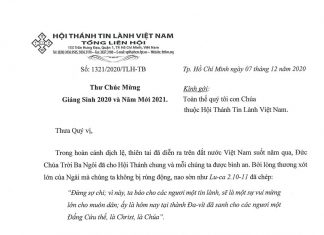 Tổng Liên Hội: Thư Chúc Mừng Giáng Sinh 2020 Và Năm Mới 2021