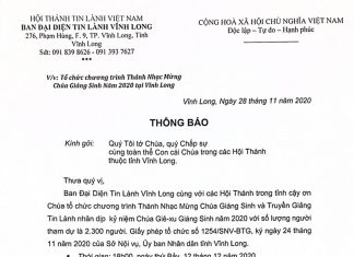 Thông Báo Chương Trình Thánh Nhạc Mừng Chúa Giáng Sinh 2020 Tại Vĩnh Long