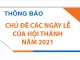 Chủ Đề Các Ngày Lễ Trong Năm 2021