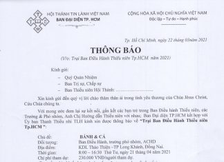 V/v Trại Ban Điều Hành Thiếu Niên Tp.HCM năm 2021
