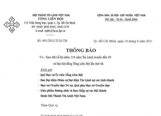 Thông Báo V/v Tạm Dời Lễ Kỷ Niệm 110 Năm Tin Lành Truyền Đến VN & Đại Hội Đồng TLH Lần Thứ 48